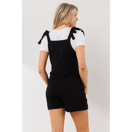 Black Tie Shoulder Sleeveless Maternity Romper