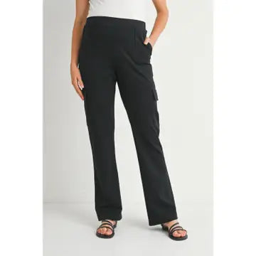 Black Straight Leg Maternity Knit Cargo Pants