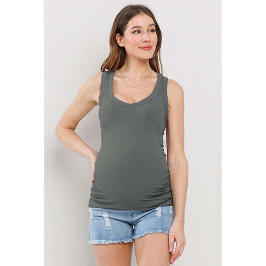 Basic Maternity Tank Top with Side Ruching