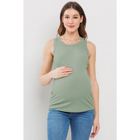 Sage Scoop Neck Basic Maternity Tank Top