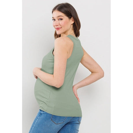 Sage Scoop Neck Basic Maternity Tank Top