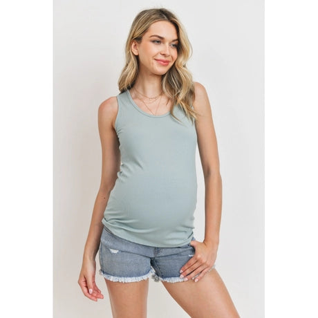 Solid Rib Maternity Basic Tank Top