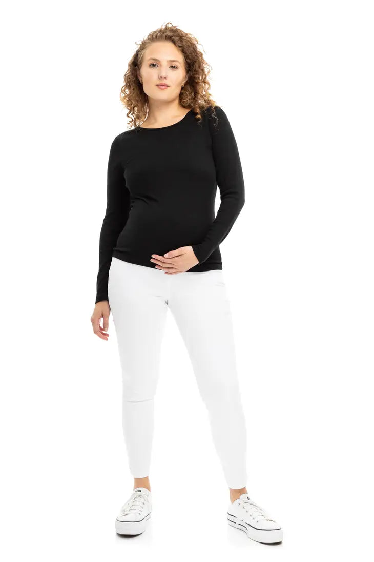 Maternity 27" Butter Skinny W/ Bellyband In White