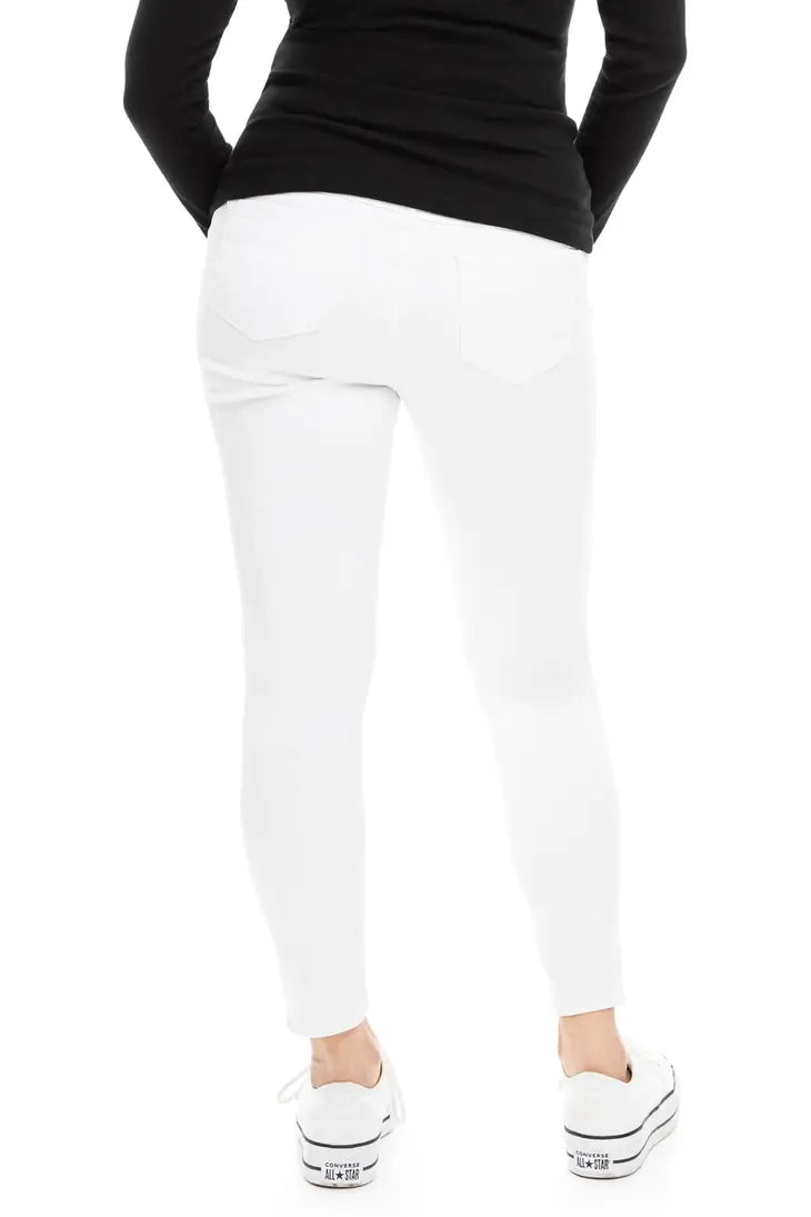 Maternity 27" Butter Skinny W/ Bellyband In White