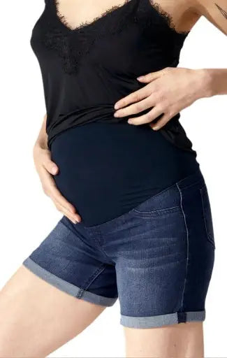 1822 Denim Maternity shorts w/bellyband in Marco