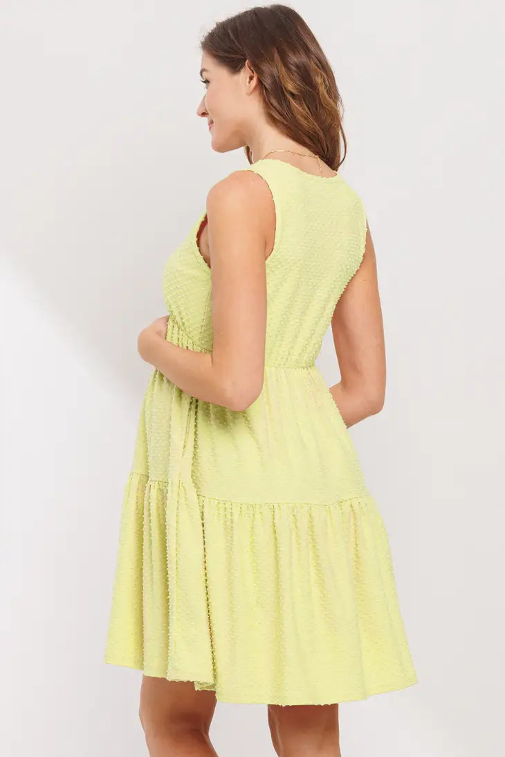 Lime Textured Polka Dot Maternity Mini Dress