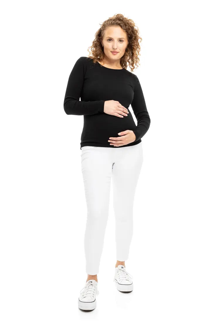 Maternity 27" Butter Skinny W/ Bellyband In White