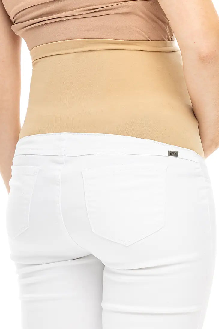 Maternity 27" Butter Skinny W/ Bellyband In White