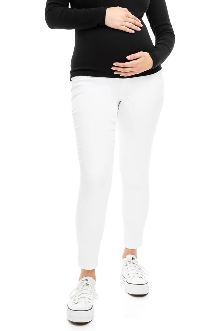 Maternity 27" Butter Skinny W/ Bellyband In White