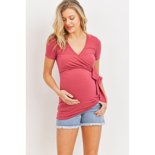 Short Sleeve Wrap Maternity/Nursing Top