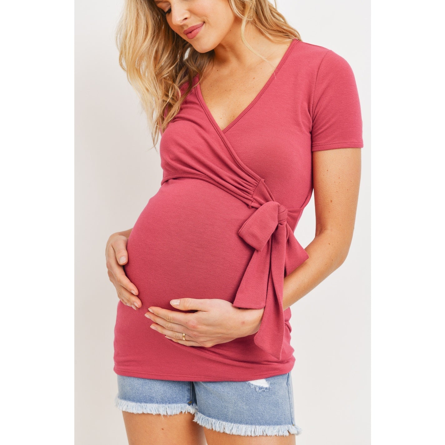 Short Sleeve Wrap Maternity/Nursing Top