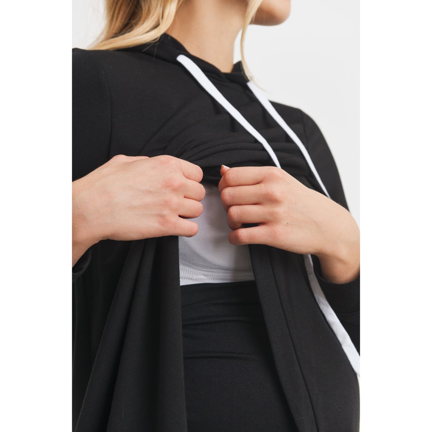 Black Terry Maternity Nursing Hoodie