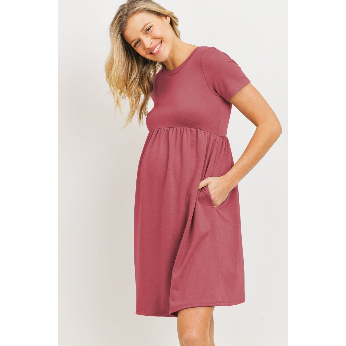 French Terry Babydoll Maternity T-Shirt Dress